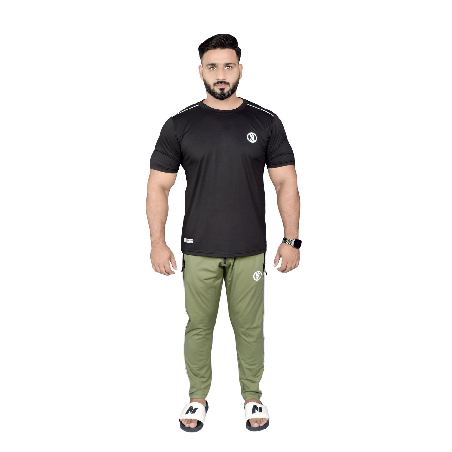 BASIC LINE UP BLACK & OLIVE TRACKSUIT