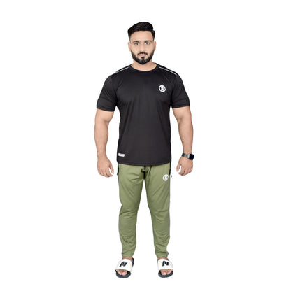 BASIC LINE UP BLACK & OLIVE TRACKSUIT