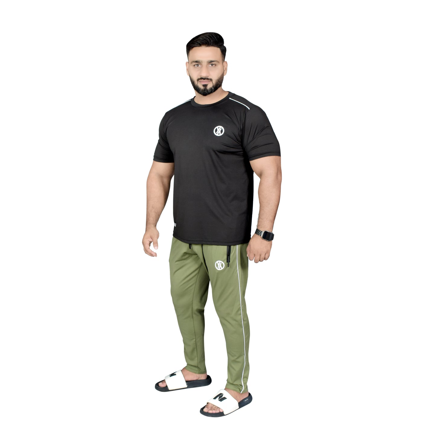 BASIC LINE UP BLACK & OLIVE TRACKSUIT