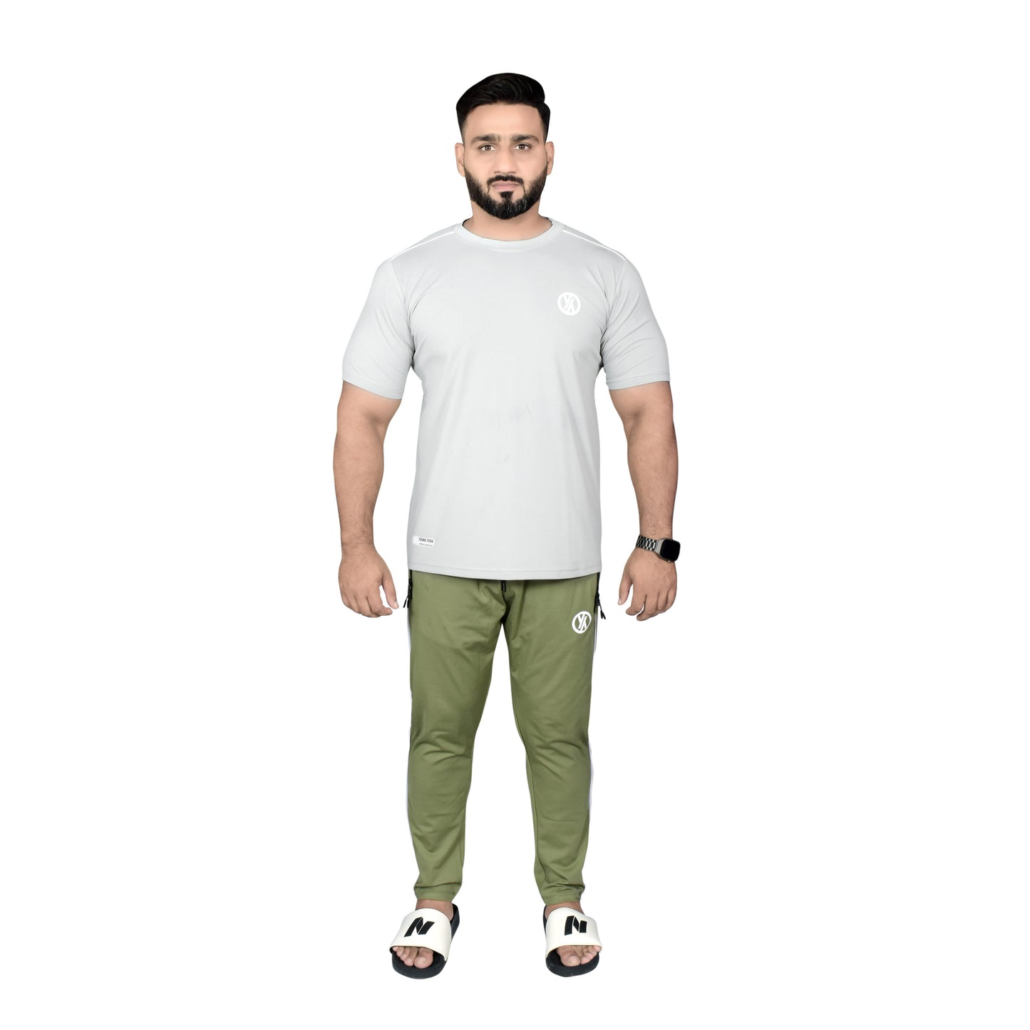 BASIC LINE UP GREY & OLIVE TRACKSUIT