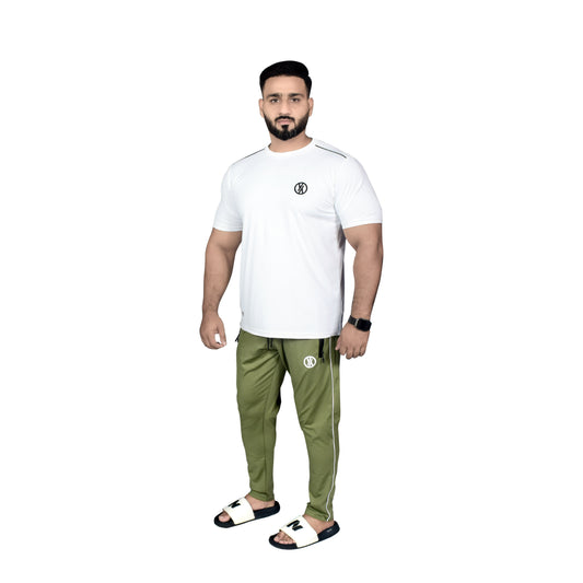 BASIC LINE UP WHITE & OLIVE TRACKSUIT