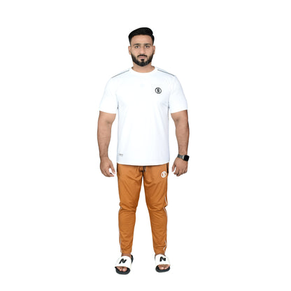 BASIC LINE UP WHITE & BROWN TRACKSUIT