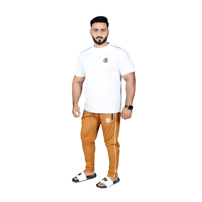 BASIC LINE UP WHITE & BROWN TRACKSUIT