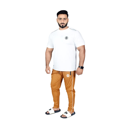 BASIC LINE UP WHITE & BROWN TRACKSUIT