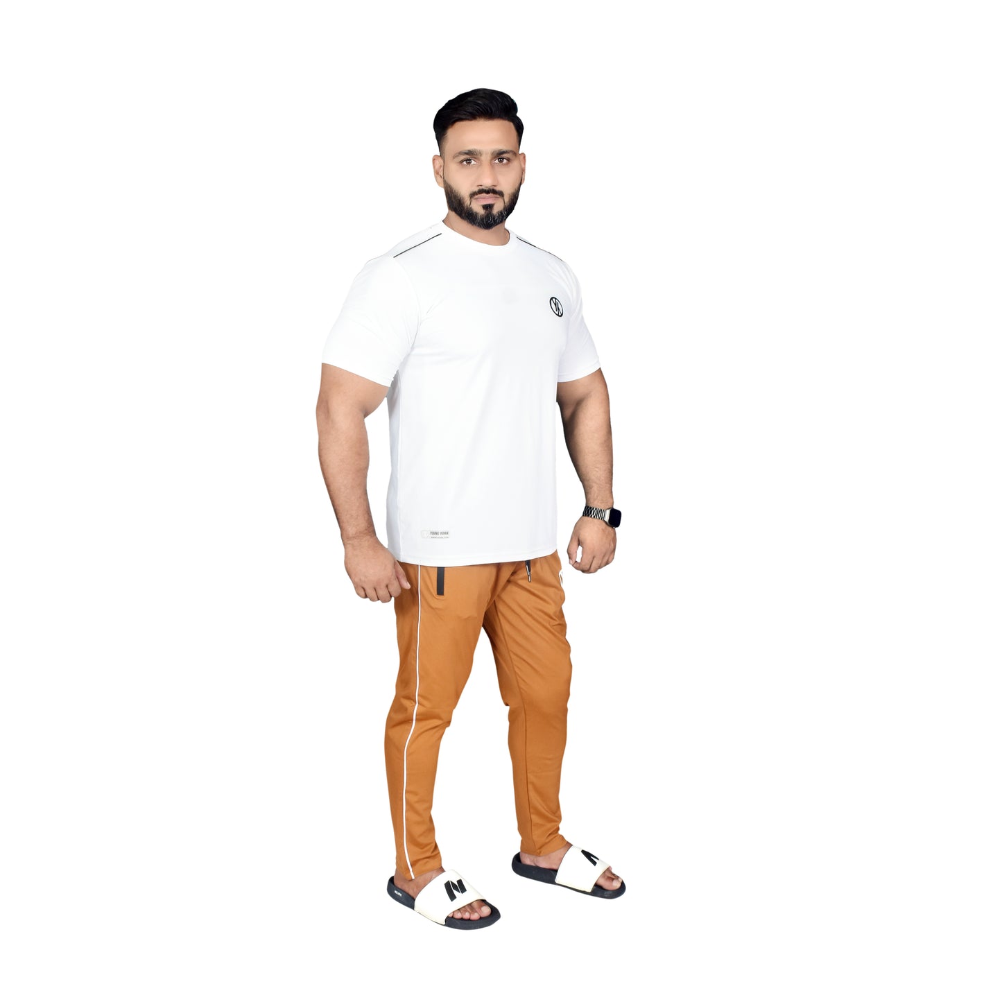 BASIC LINE UP WHITE & BROWN TRACKSUIT