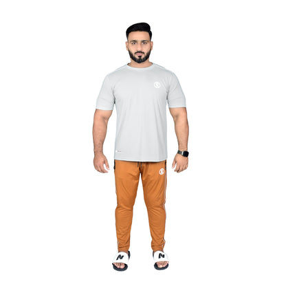 BASIC LINE UP GREY & BROWN TRACKSUIT