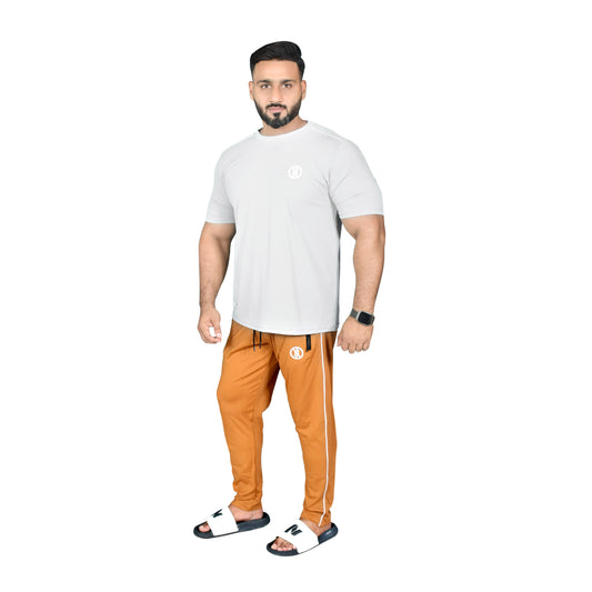 BASIC LINE UP GREY & BROWN TRACKSUIT