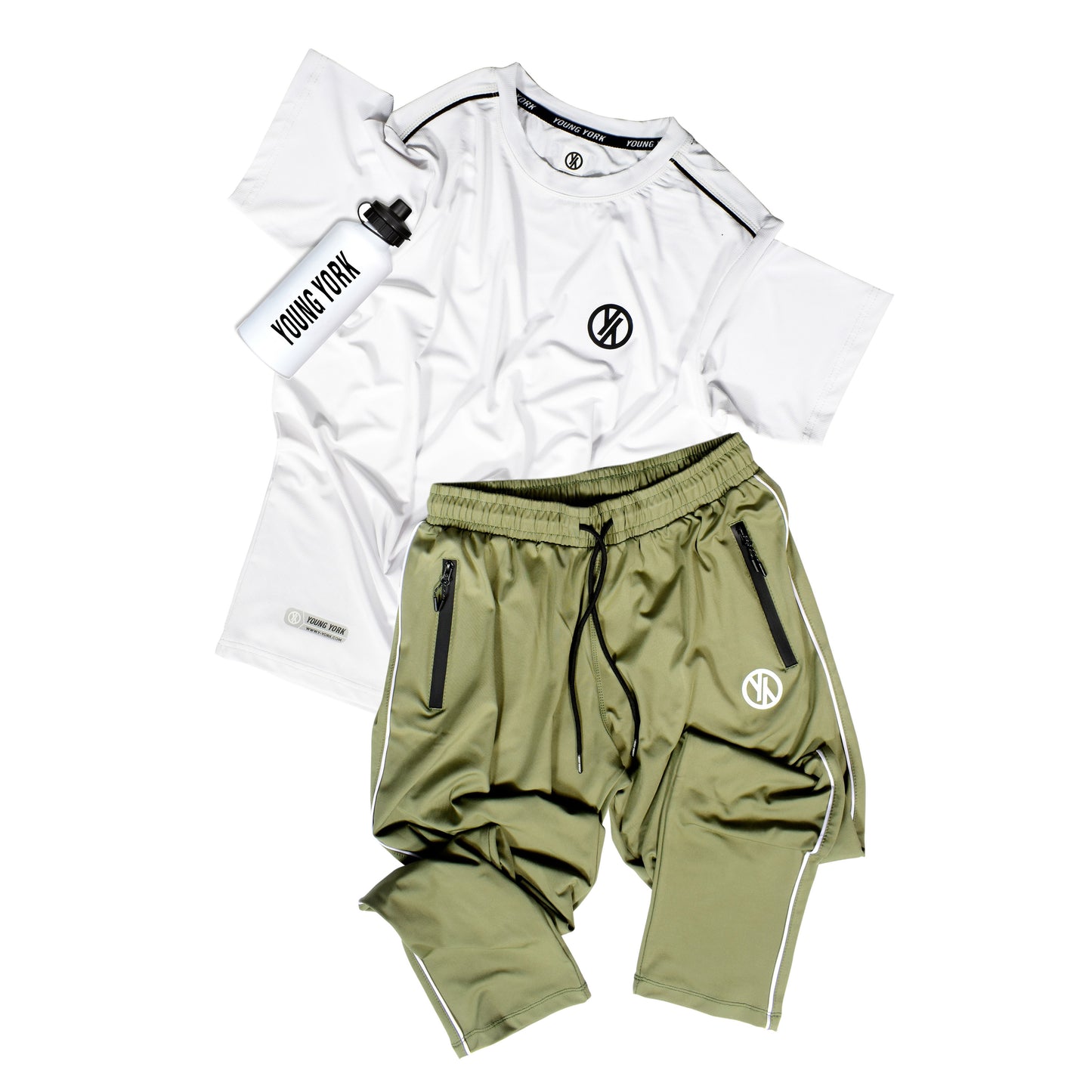 BASIC LINE UP WHITE & OLIVE TRACKSUIT